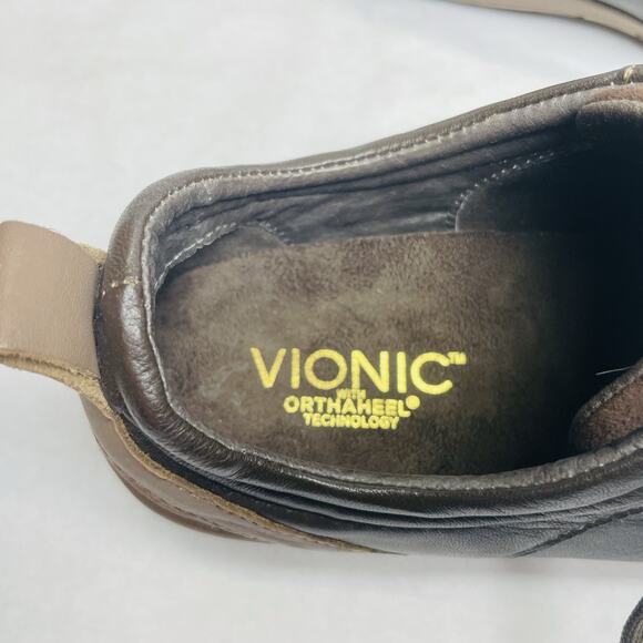Vionic 555 Willa Sneakers Womens Sz 7 Brown Leather Lace Up Orthaheel Technology - Picture 10 of 11